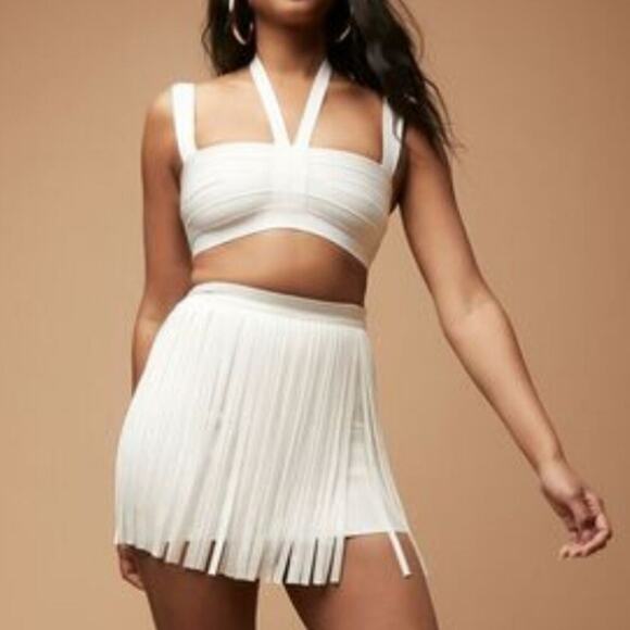 NWT Hervé Léger x Forever 21 White Strappy Crop Top (M) - Picture 1 of 8